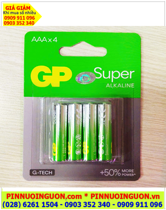 GP24AE-2BC4, Pin AAA 1.5v GP24AE-2BC4 Super Alkaline G-TECH 50% more power (Vỉ 04viên)